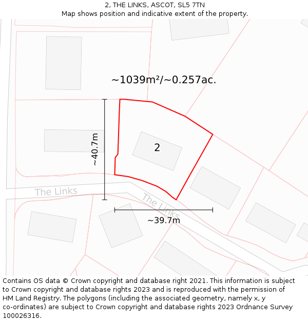 2, THE LINKS, ASCOT, SL5 7TN: Plot and title map