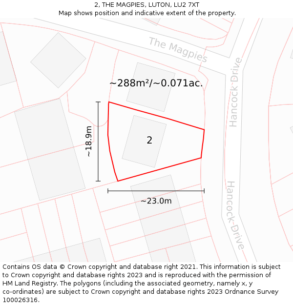 2, THE MAGPIES, LUTON, LU2 7XT: Plot and title map