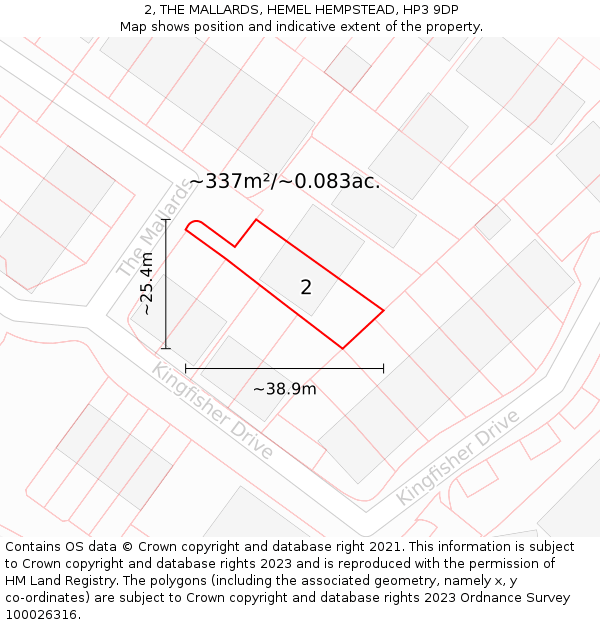 2, THE MALLARDS, HEMEL HEMPSTEAD, HP3 9DP: Plot and title map