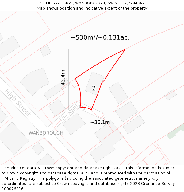 2, THE MALTINGS, WANBOROUGH, SWINDON, SN4 0AF: Plot and title map