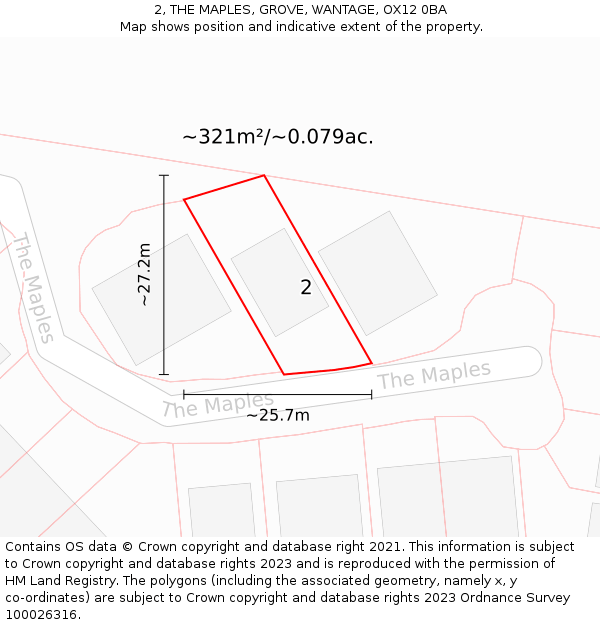 2, THE MAPLES, GROVE, WANTAGE, OX12 0BA: Plot and title map