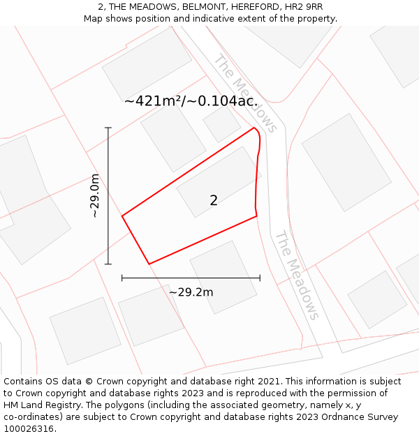 2, THE MEADOWS, BELMONT, HEREFORD, HR2 9RR: Plot and title map