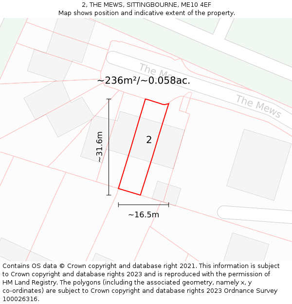 2, THE MEWS, SITTINGBOURNE, ME10 4EF: Plot and title map