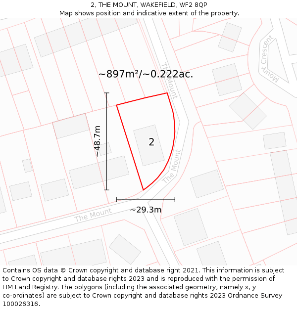 2, THE MOUNT, WAKEFIELD, WF2 8QP: Plot and title map