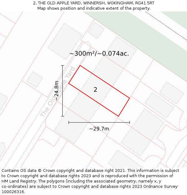 2, THE OLD APPLE YARD, WINNERSH, WOKINGHAM, RG41 5RT: Plot and title map