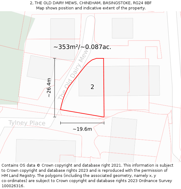 2, THE OLD DAIRY MEWS, CHINEHAM, BASINGSTOKE, RG24 8BF: Plot and title map