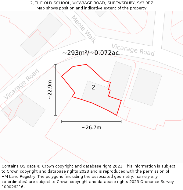 2, THE OLD SCHOOL, VICARAGE ROAD, SHREWSBURY, SY3 9EZ: Plot and title map