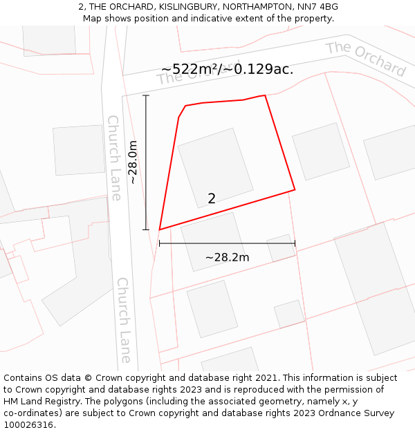 2, THE ORCHARD, KISLINGBURY, NORTHAMPTON, NN7 4BG: Plot and title map