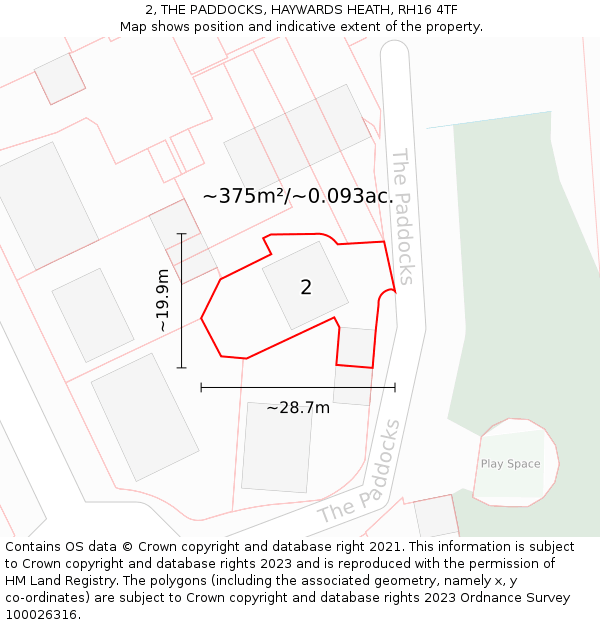 2, THE PADDOCKS, HAYWARDS HEATH, RH16 4TF: Plot and title map