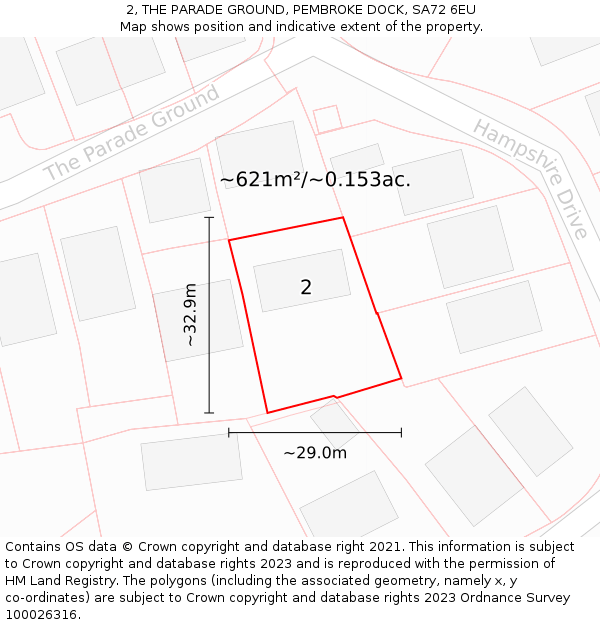 2, THE PARADE GROUND, PEMBROKE DOCK, SA72 6EU: Plot and title map