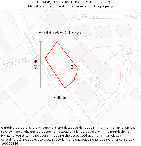 2, THE PARK, LAMBOURN, HUNGERFORD, RG17 8QQ: Plot and title map
