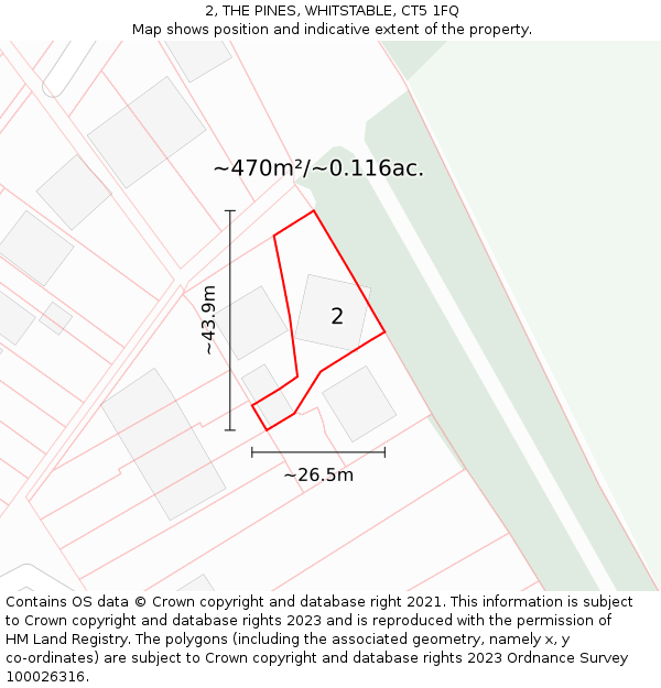 2, THE PINES, WHITSTABLE, CT5 1FQ: Plot and title map