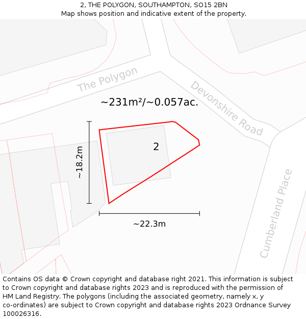 2, THE POLYGON, SOUTHAMPTON, SO15 2BN: Plot and title map