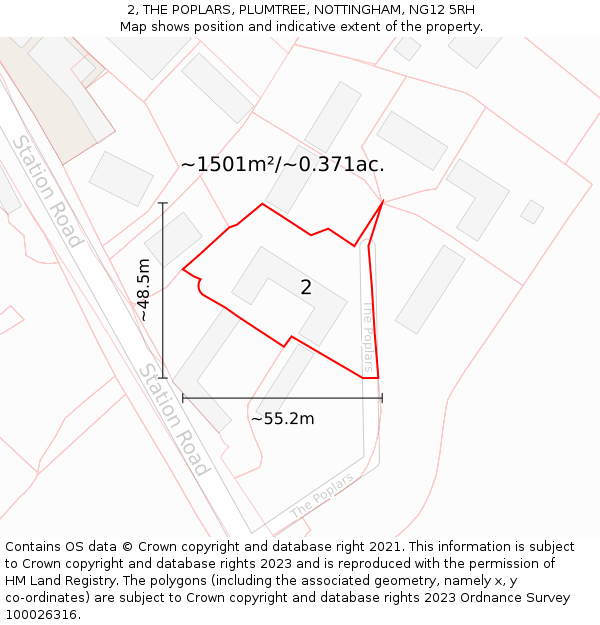 2, THE POPLARS, PLUMTREE, NOTTINGHAM, NG12 5RH: Plot and title map