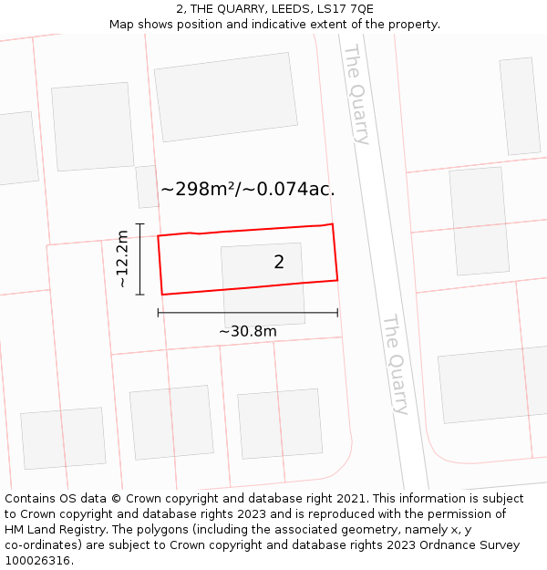 2, THE QUARRY, LEEDS, LS17 7QE: Plot and title map