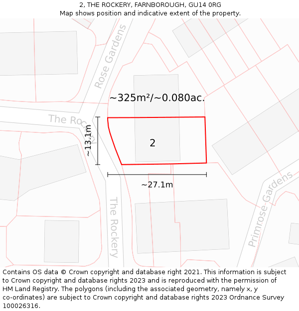 2, THE ROCKERY, FARNBOROUGH, GU14 0RG: Plot and title map