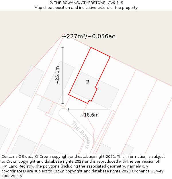 2, THE ROWANS, ATHERSTONE, CV9 1LS: Plot and title map