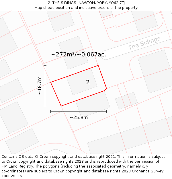 2, THE SIDINGS, NAWTON, YORK, YO62 7TJ: Plot and title map
