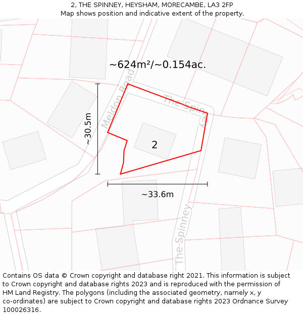 2, THE SPINNEY, HEYSHAM, MORECAMBE, LA3 2FP: Plot and title map