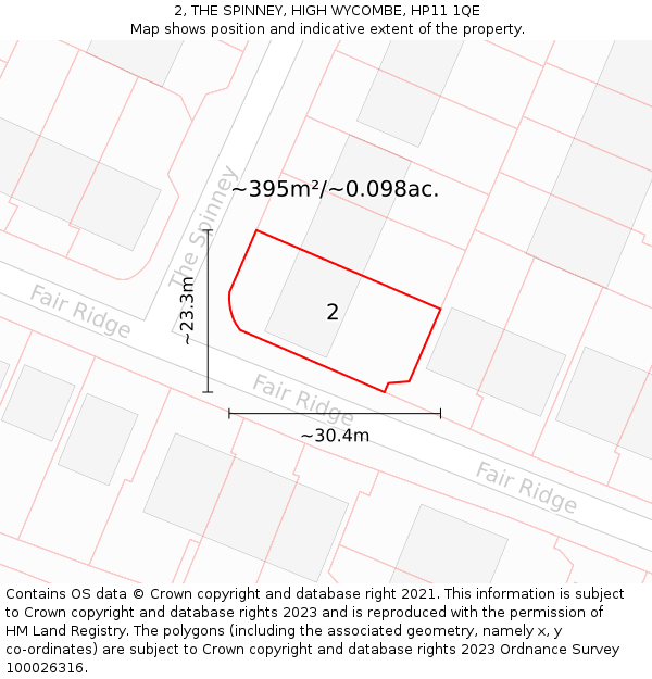 2, THE SPINNEY, HIGH WYCOMBE, HP11 1QE: Plot and title map