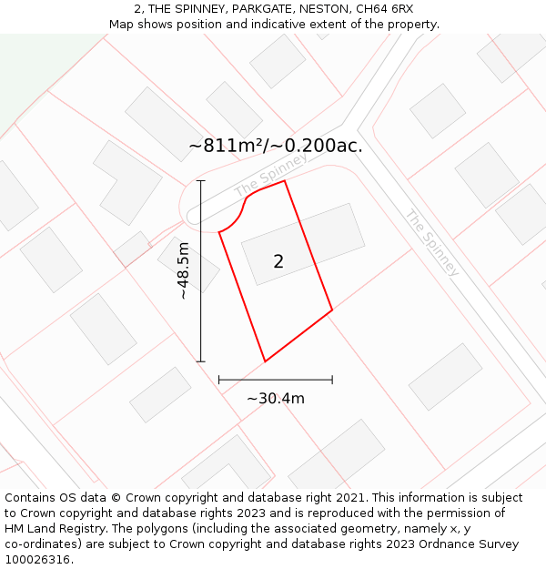 2, THE SPINNEY, PARKGATE, NESTON, CH64 6RX: Plot and title map