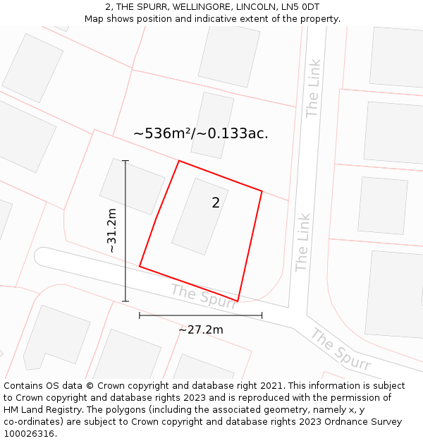 2, THE SPURR, WELLINGORE, LINCOLN, LN5 0DT: Plot and title map