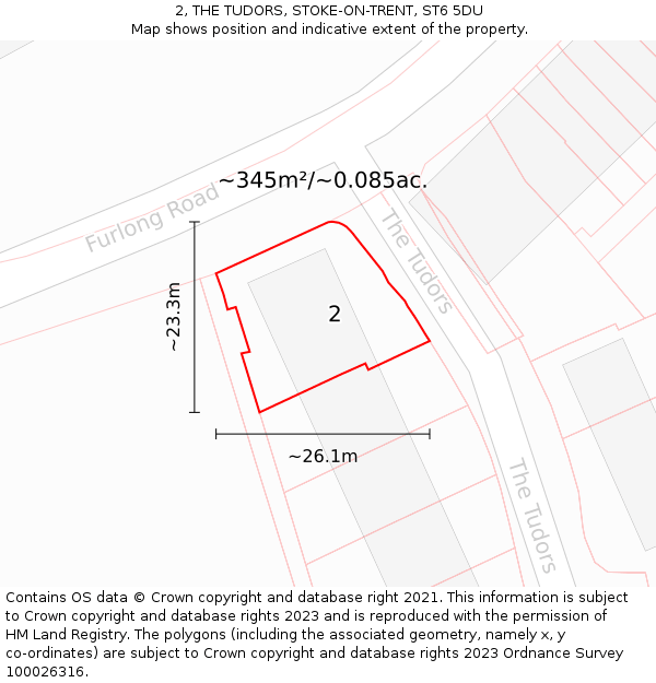 2, THE TUDORS, STOKE-ON-TRENT, ST6 5DU: Plot and title map