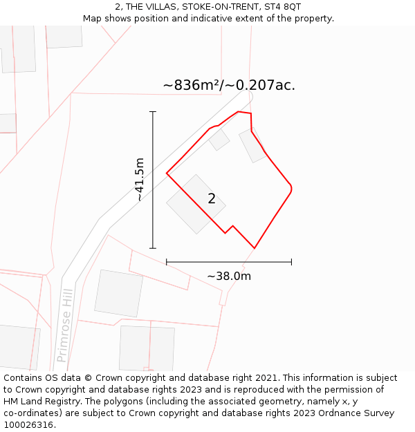 2, THE VILLAS, STOKE-ON-TRENT, ST4 8QT: Plot and title map