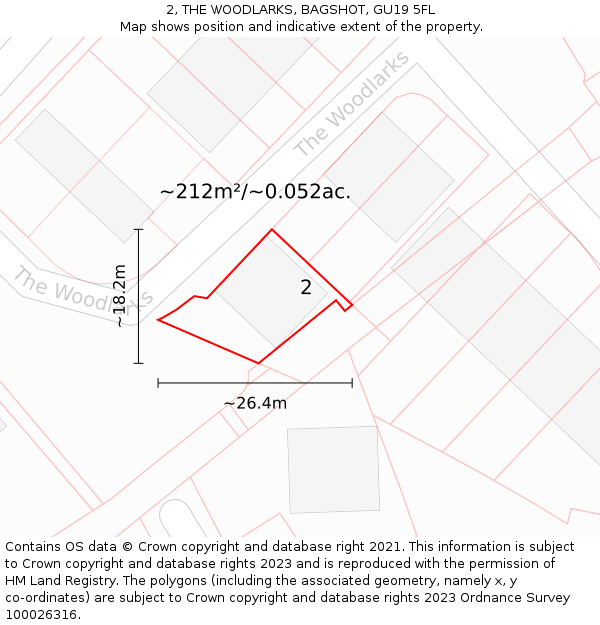 2, THE WOODLARKS, BAGSHOT, GU19 5FL: Plot and title map