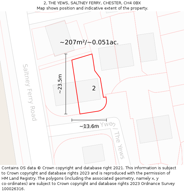 2, THE YEWS, SALTNEY FERRY, CHESTER, CH4 0BX: Plot and title map