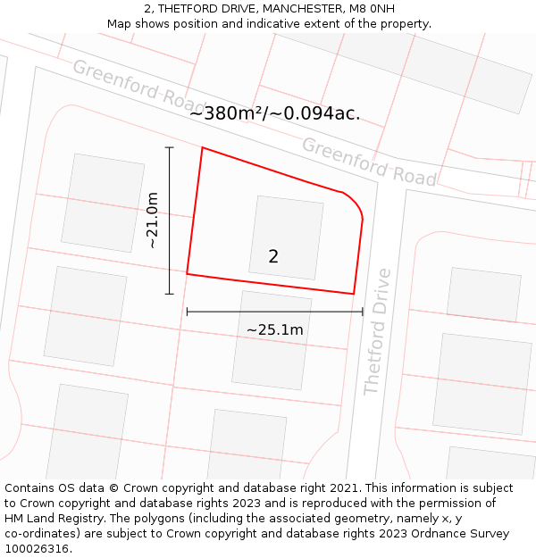 2, THETFORD DRIVE, MANCHESTER, M8 0NH: Plot and title map