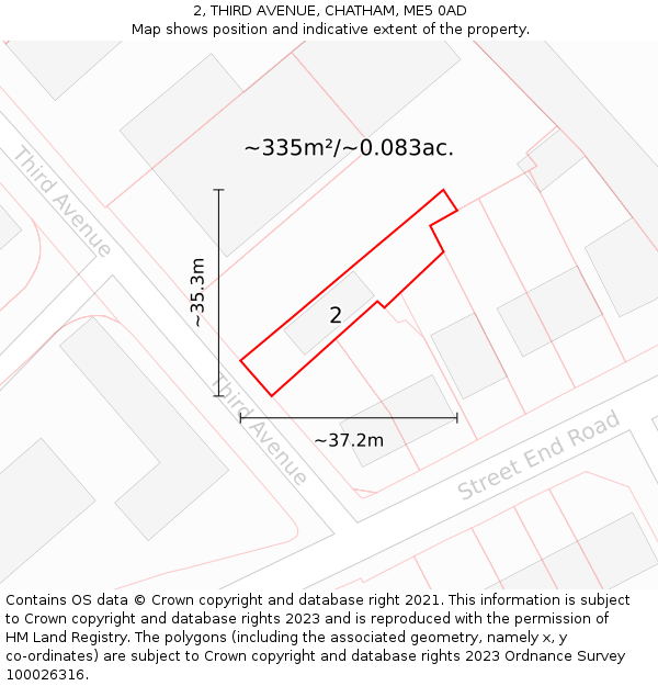 2, THIRD AVENUE, CHATHAM, ME5 0AD: Plot and title map