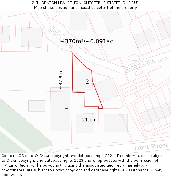 2, THORNTON LEA, PELTON, CHESTER LE STREET, DH2 1UN: Plot and title map