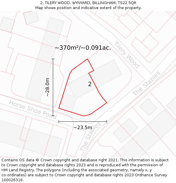 2, TILERY WOOD, WYNYARD, BILLINGHAM, TS22 5QR: Plot and title map