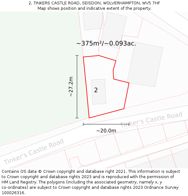 2, TINKERS CASTLE ROAD, SEISDON, WOLVERHAMPTON, WV5 7HF: Plot and title map