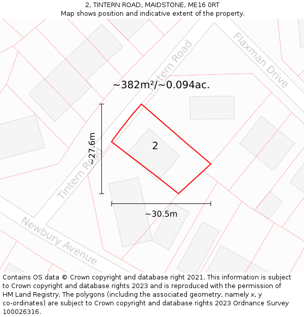 2, TINTERN ROAD, MAIDSTONE, ME16 0RT: Plot and title map