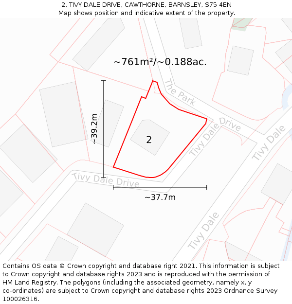 2, TIVY DALE DRIVE, CAWTHORNE, BARNSLEY, S75 4EN: Plot and title map