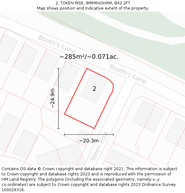 2, TOKEN RISE, BIRMINGHAM, B42 2FT: Plot and title map