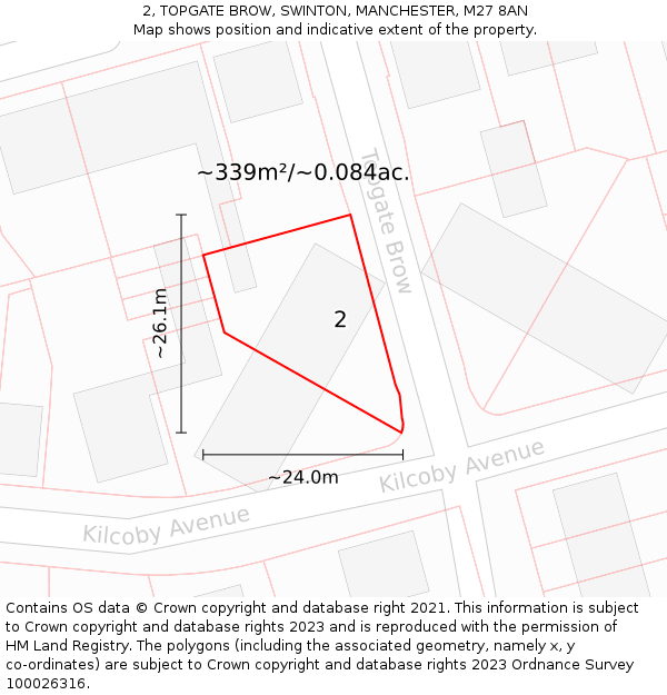 2, TOPGATE BROW, SWINTON, MANCHESTER, M27 8AN: Plot and title map