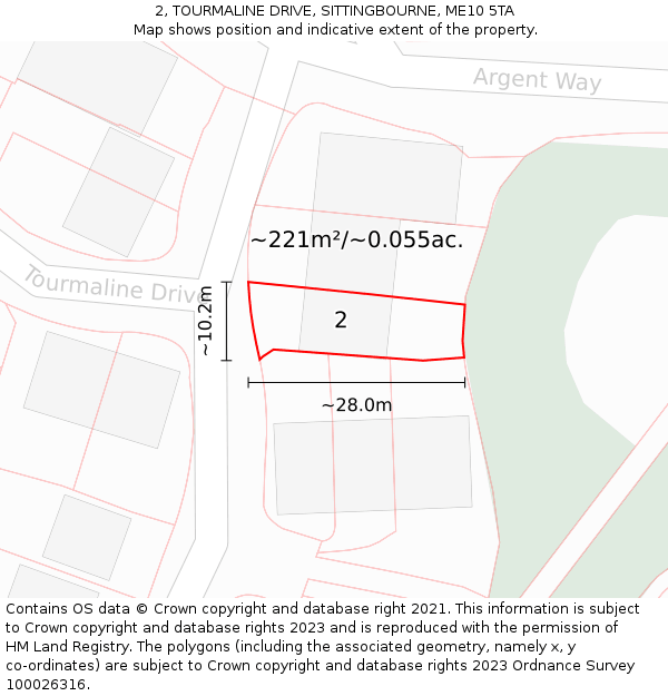 2, TOURMALINE DRIVE, SITTINGBOURNE, ME10 5TA: Plot and title map