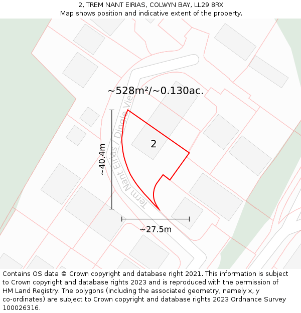 2, TREM NANT EIRIAS, COLWYN BAY, LL29 8RX: Plot and title map