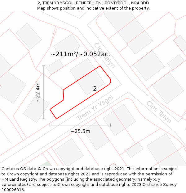 2, TREM YR YSGOL, PENPERLLENI, PONTYPOOL, NP4 0DD: Plot and title map