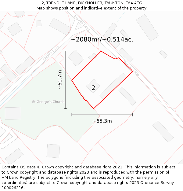 2, TRENDLE LANE, BICKNOLLER, TAUNTON, TA4 4EG: Plot and title map