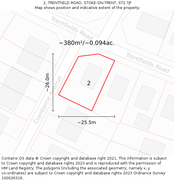 2, TRENTFIELD ROAD, STOKE-ON-TRENT, ST2 7JF: Plot and title map