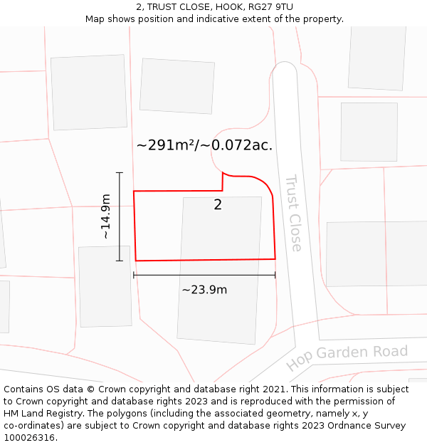 2, TRUST CLOSE, HOOK, RG27 9TU: Plot and title map