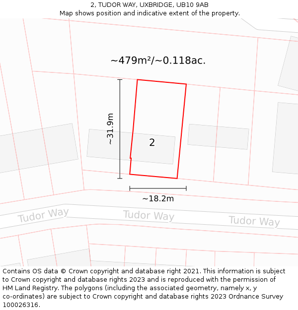 2, TUDOR WAY, UXBRIDGE, UB10 9AB: Plot and title map