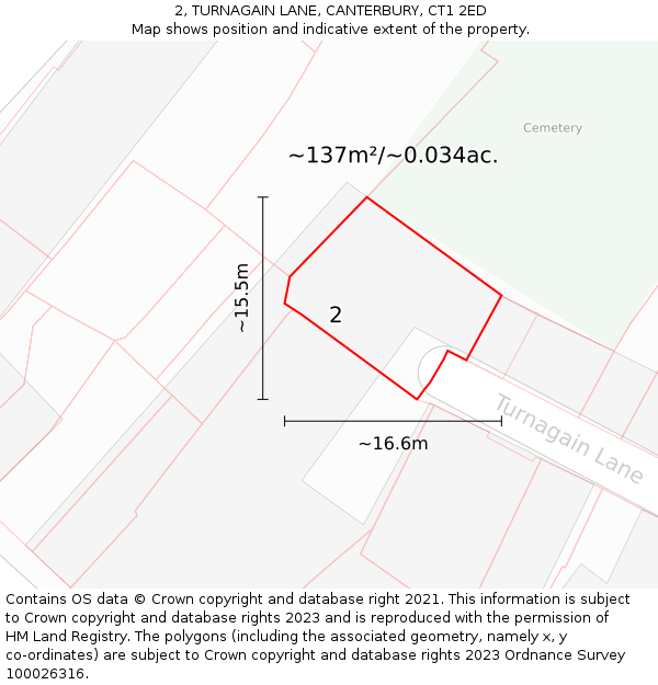 2, TURNAGAIN LANE, CANTERBURY, CT1 2ED: Plot and title map