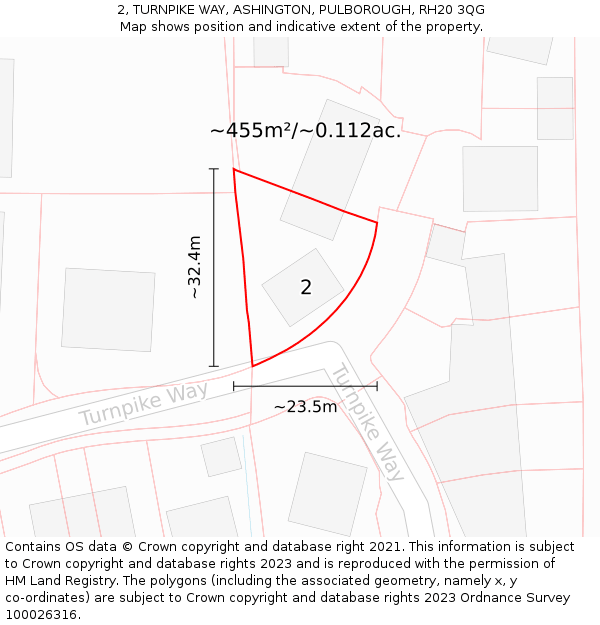 2, TURNPIKE WAY, ASHINGTON, PULBOROUGH, RH20 3QG: Plot and title map