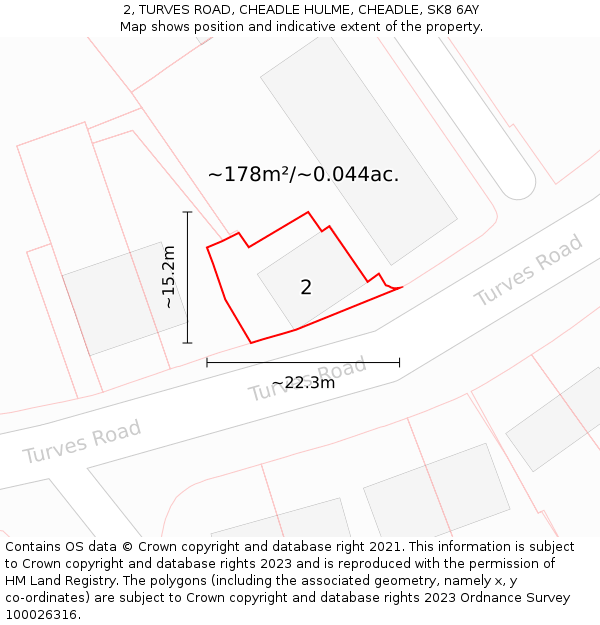 2, TURVES ROAD, CHEADLE HULME, CHEADLE, SK8 6AY: Plot and title map
