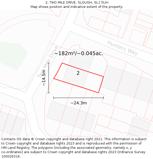 2, TWO MILE DRIVE, SLOUGH, SL1 5UH: Plot and title map